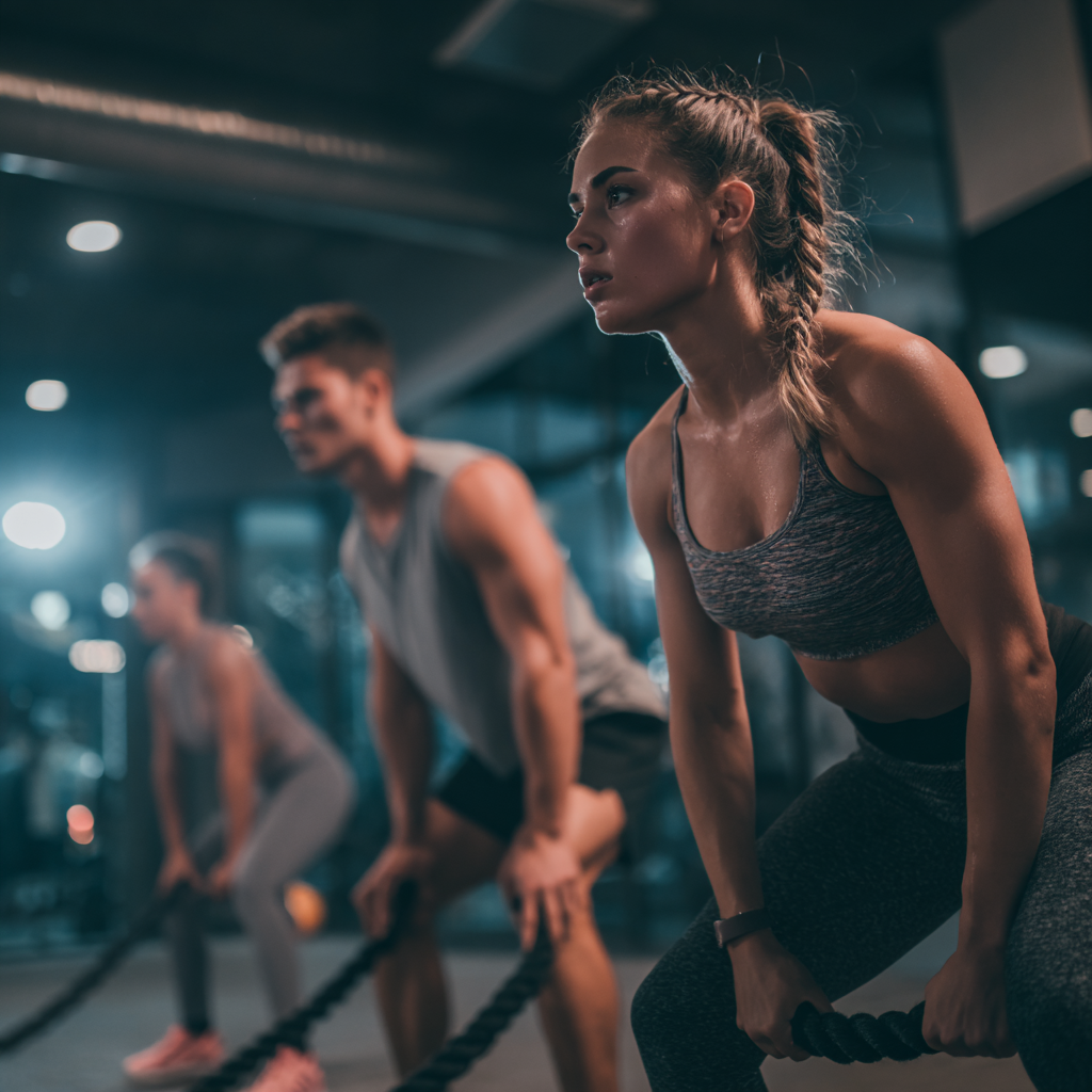 Hungarian adults relaxing after workout in peaceful recovery setting